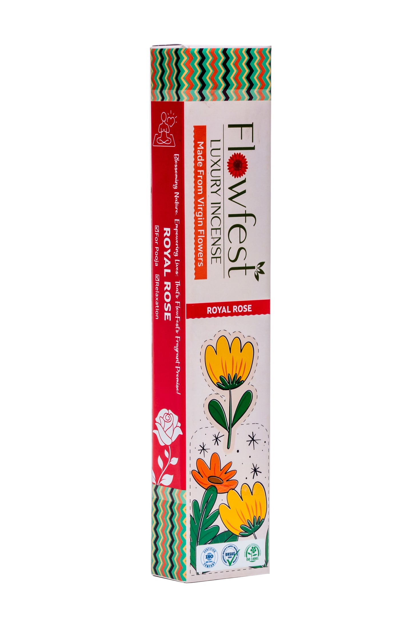 FlowFest Luxury Incense - Royal Rose (Pack of 1, 50 Sticks)