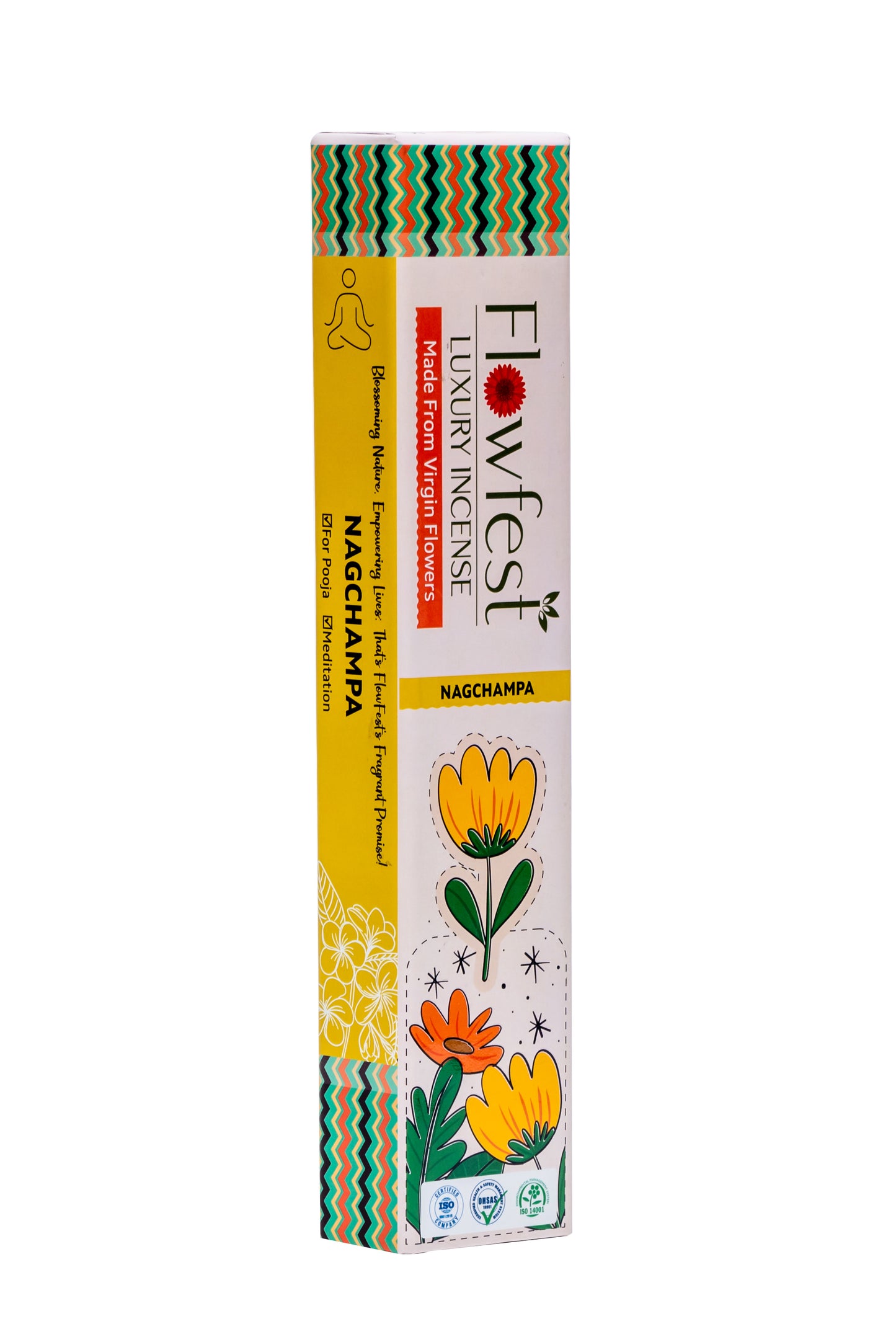 FlowFest Luxury Incense - Nagchampa (Pack of 1, 50 Sticks)