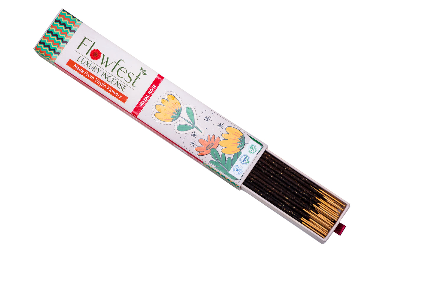 FlowFest Luxury Incense - Royal Rose (Pack of 1, 50 Sticks)